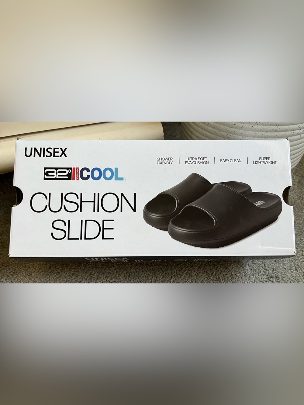 NIB 32 Cool Cushion Black Slide Small (6-7)